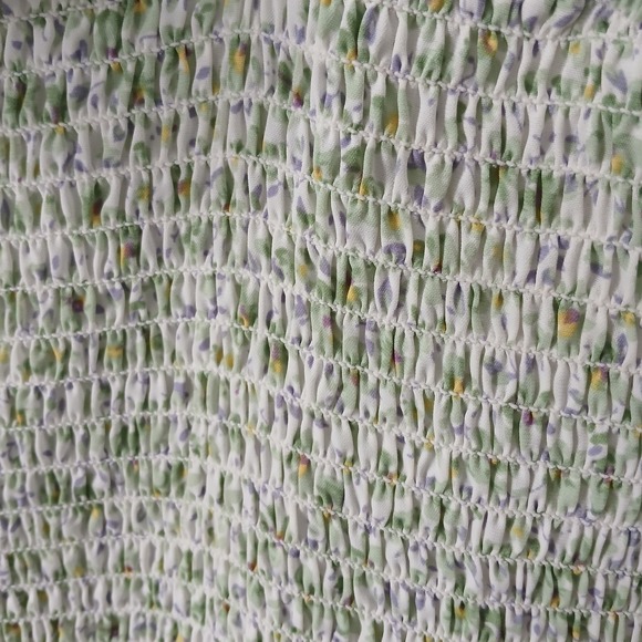 Mable Women's Size Large Smocked Long Ruffle Sleeveless Dress Green Floral Midi - Picture 8 of 16